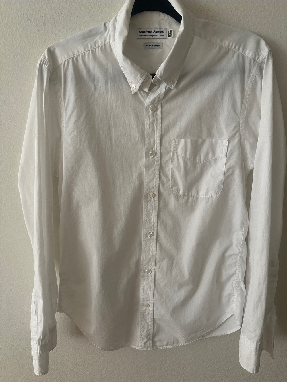 American Apparel White Long-Sleeve Button-Down Shirt